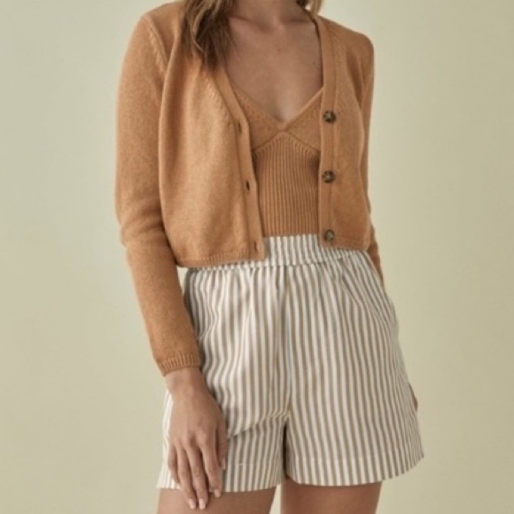 Reformation Beige Tille Cardigan and Top Matching Set